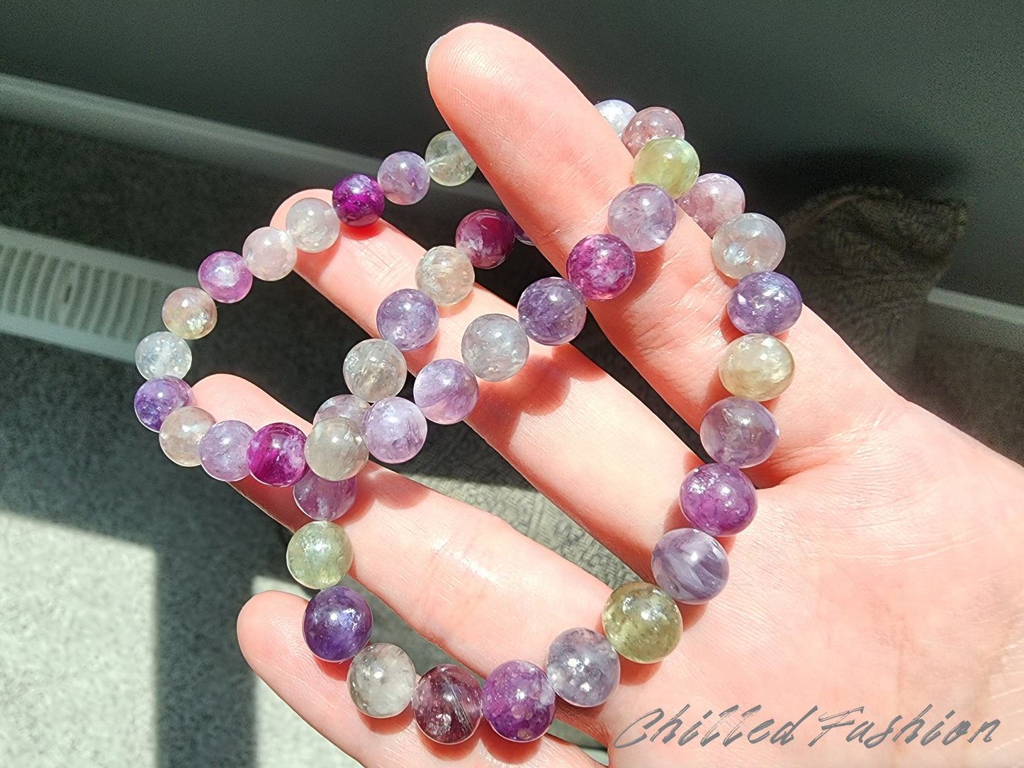 [Bracelet] Natural Gemstone: Multicolored Lepidolite 彩祖母晶 Stretch Bracelet