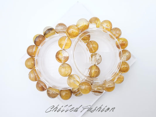 [Bracelet] Natural Golden Hematoid Quartz Bracelet