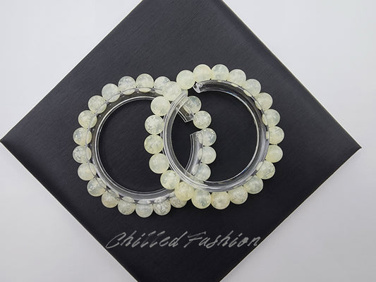[Bracelet] Whispers of Winter: 9mm Snowflake Jade 雪花天青冻 Bracelet