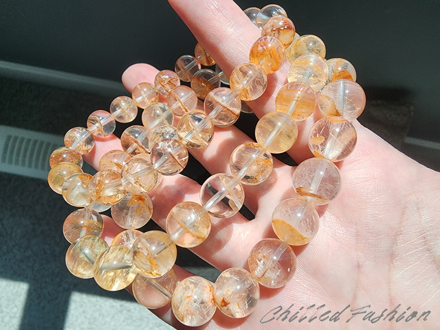 [Bracelet] Natural Orange Phantom Quartz Bracelet