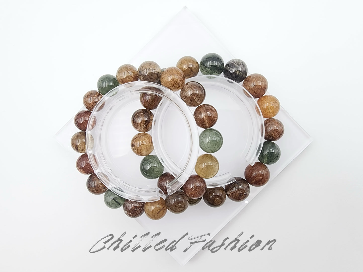 [Bracelet] Natural Multicolor Rutilated Quartz Bracelet