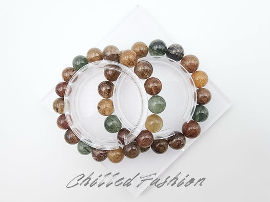 [Bracelet] Natural Multicolor Rutilated Quartz Bracelet