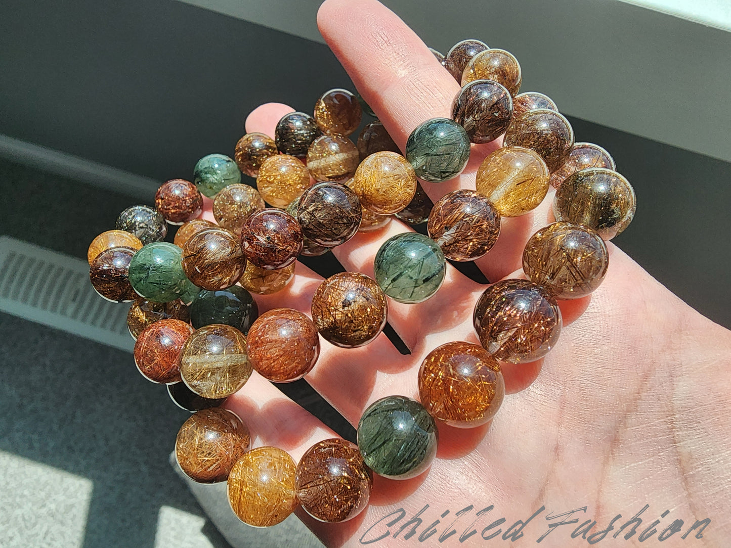 [Bracelet] Natural Multicolor Rutilated Quartz Bracelet