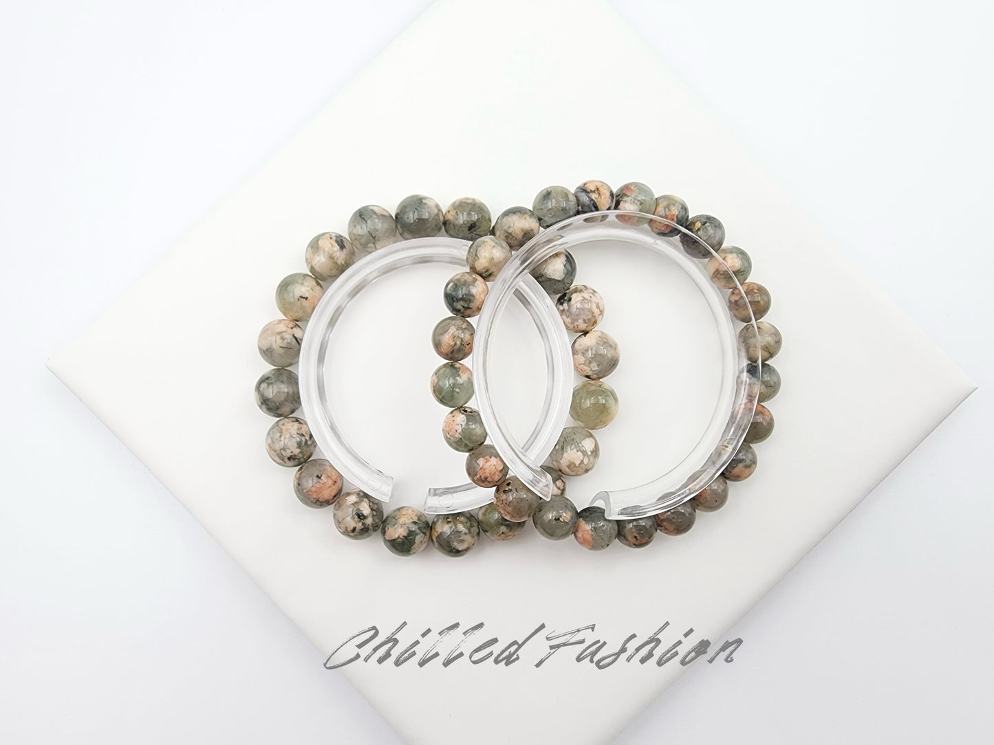 [Bracelet] Cherry Blossom Green Rutilated Quartz Bracelet – Unique Natural Gemstone Jewelry