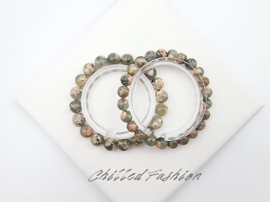 [Bracelet] Cherry Blossom Green Rutilated Quartz Bracelet – Unique Natural Gemstone Jewelry