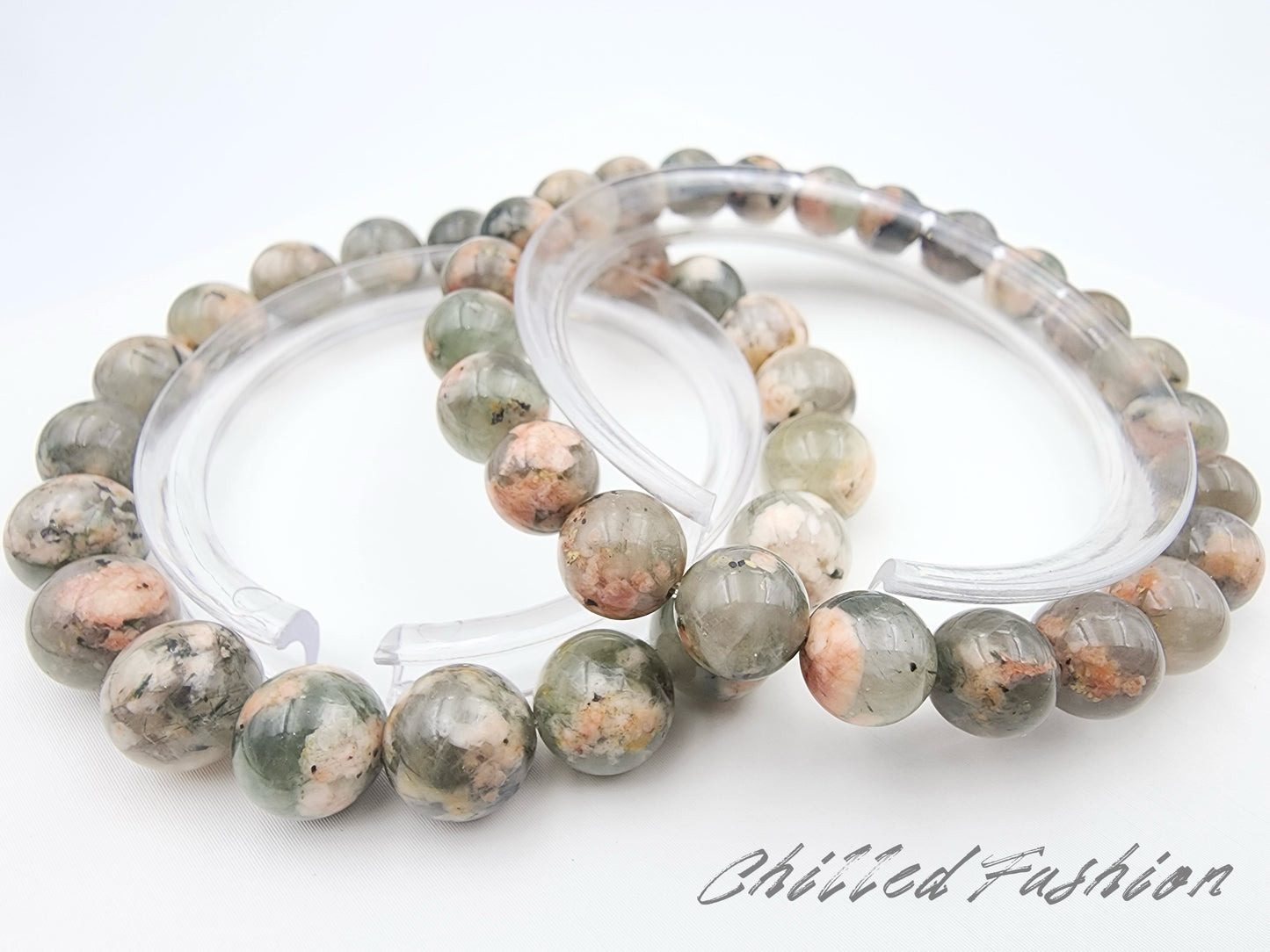 [Bracelet] Cherry Blossom Green Rutilated Quartz Bracelet – Unique Natural Gemstone Jewelry