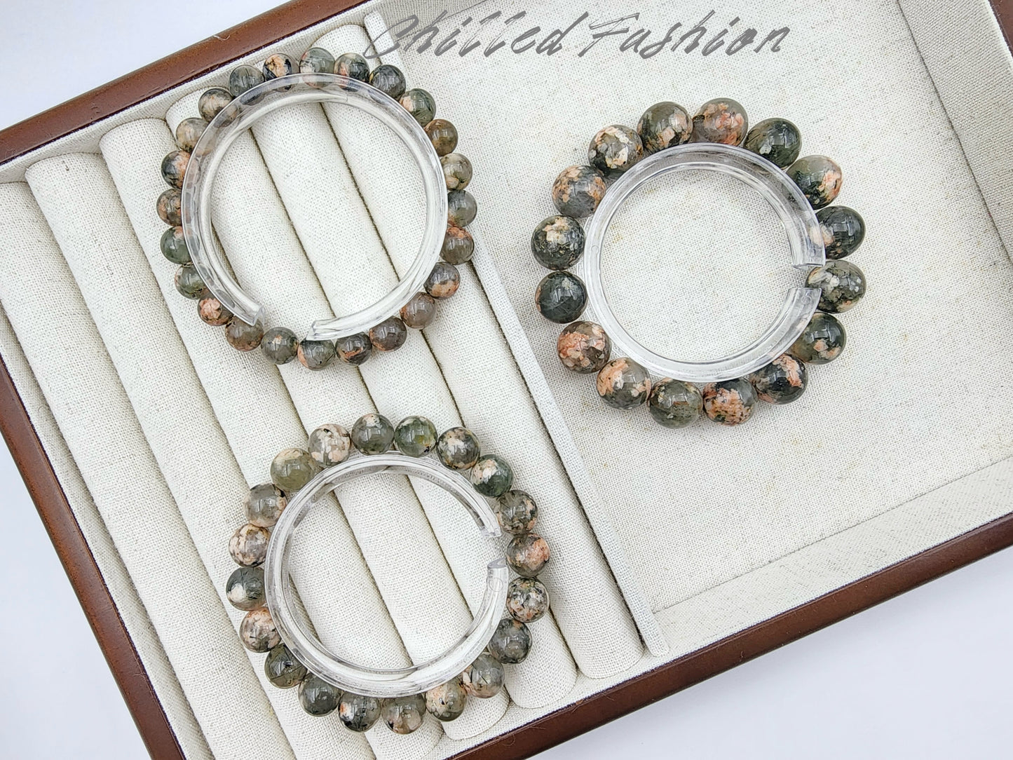 [Bracelet] Cherry Blossom Green Rutilated Quartz Bracelet – Unique Natural Gemstone Jewelry
