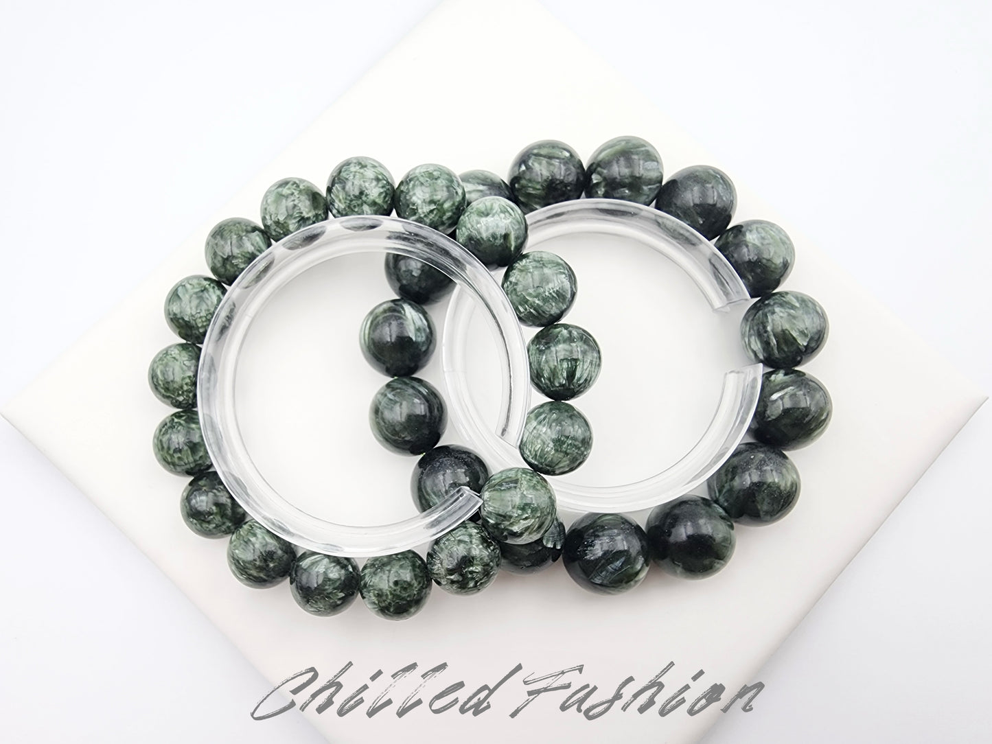 [Bracelet] Genuine Seraphinite 绿龙晶 Gemstone Bracelet: Earth's Energy on Your Wrist