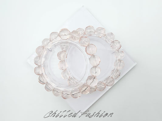 [Bracelet] Icy Peach Pink Rose Quartz Pineapple-Cut Bead 冰橘粉菠萝珠 Bracelet