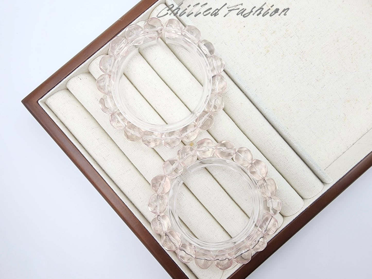 [Bracelet] Icy Peach Pink Rose Quartz Pineapple-Cut Bead 冰橘粉菠萝珠 Bracelet