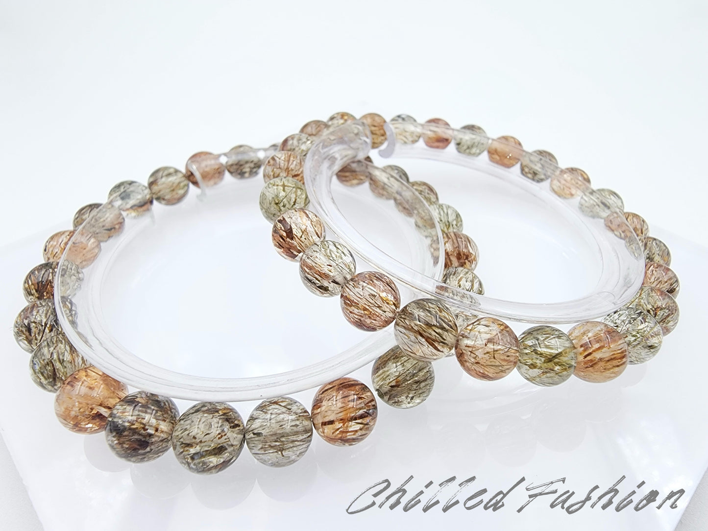 [Bracelet] Handcrafted 7mm Black Gold Rutilated Quartz 黑金超 Bracelet - Elegant Energy Balancing Jewelry