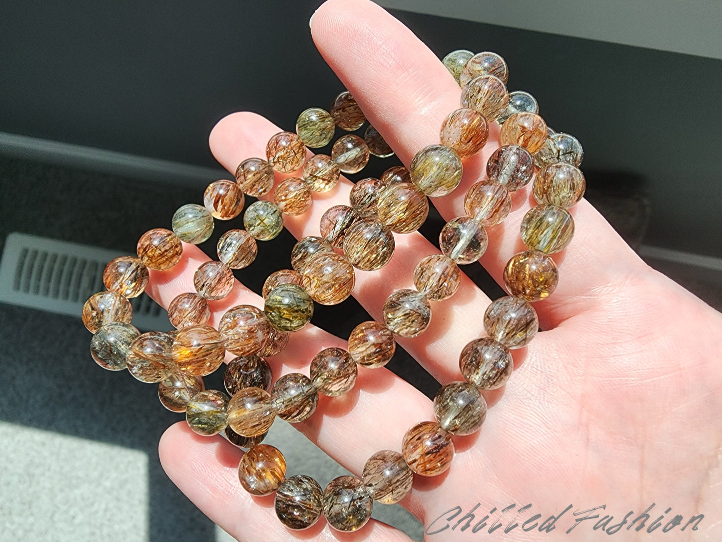[Bracelet] Handcrafted 7mm Black Gold Rutilated Quartz 黑金超 Bracelet - Elegant Energy Balancing Jewelry