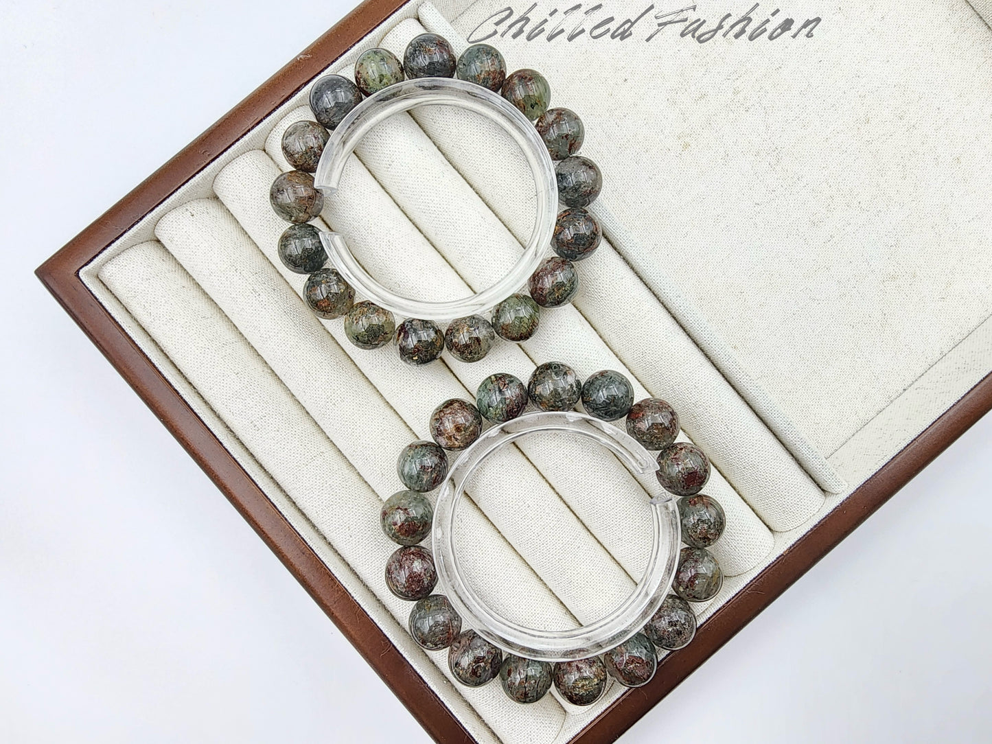 [Bracelet] 12mm Forest Ember Phantom Quartz Bracelet