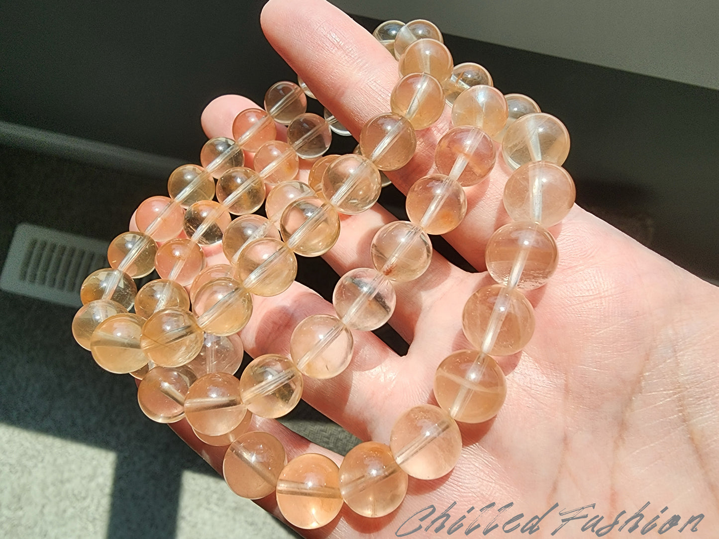 [Bracelet] Orange-Pink Rabbit Hair Quartz Bracelet