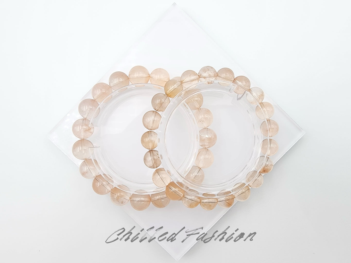[Bracelet] Orange-Pink Rabbit Hair Quartz Bracelet