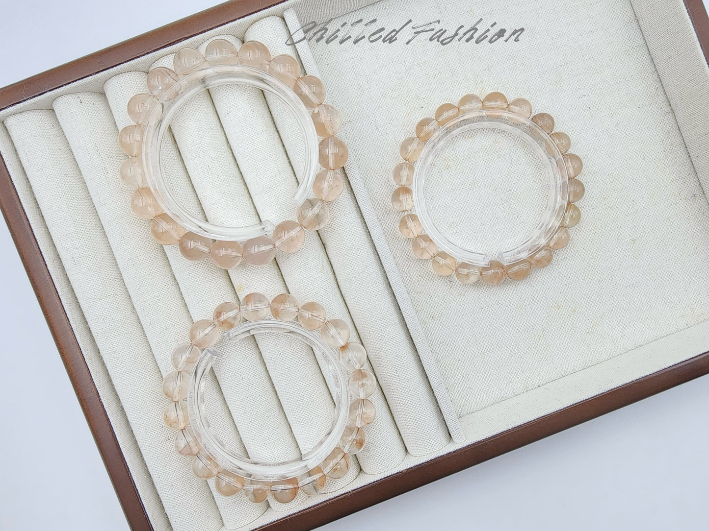 [Bracelet] Orange-Pink Rabbit Hair Quartz Bracelet