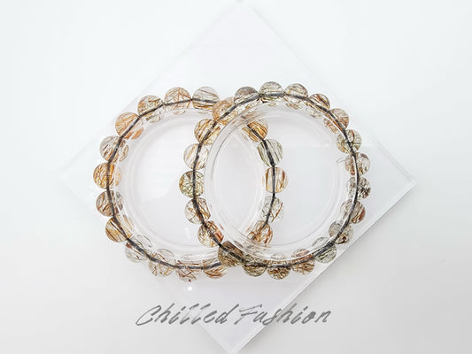 [Bracelet] Natural Black Gold Rutilated Quartz Bracelet