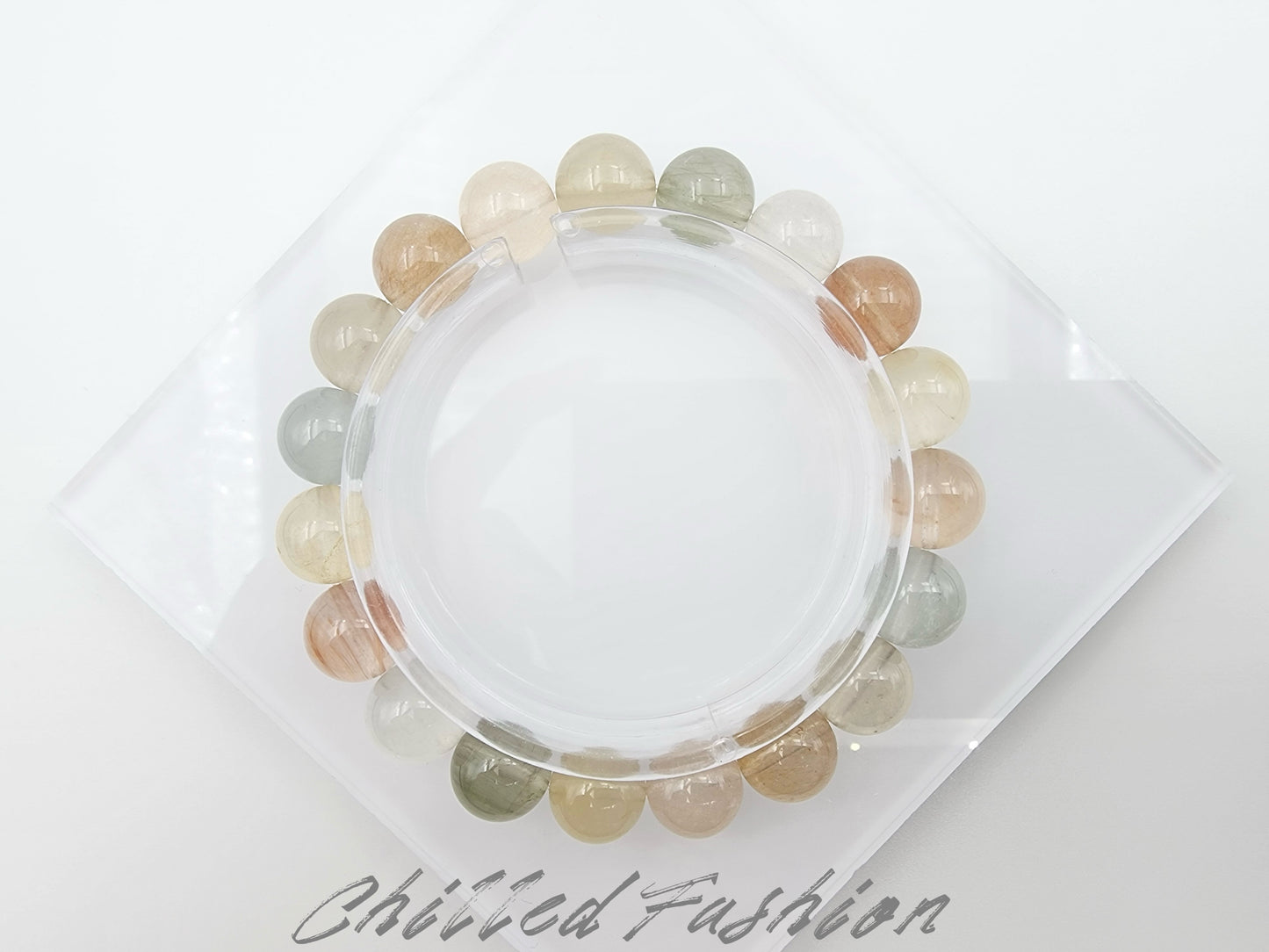 [Bracelet] 11mm Rainbow Rabbit Hair Quartz Bracelet
