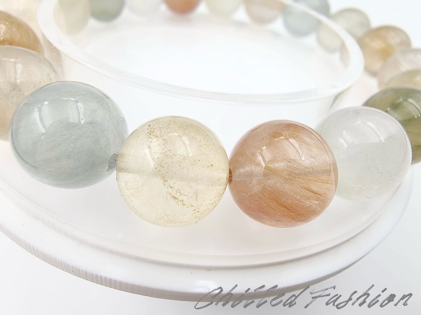 [Bracelet] 11mm Rainbow Rabbit Hair Quartz Bracelet