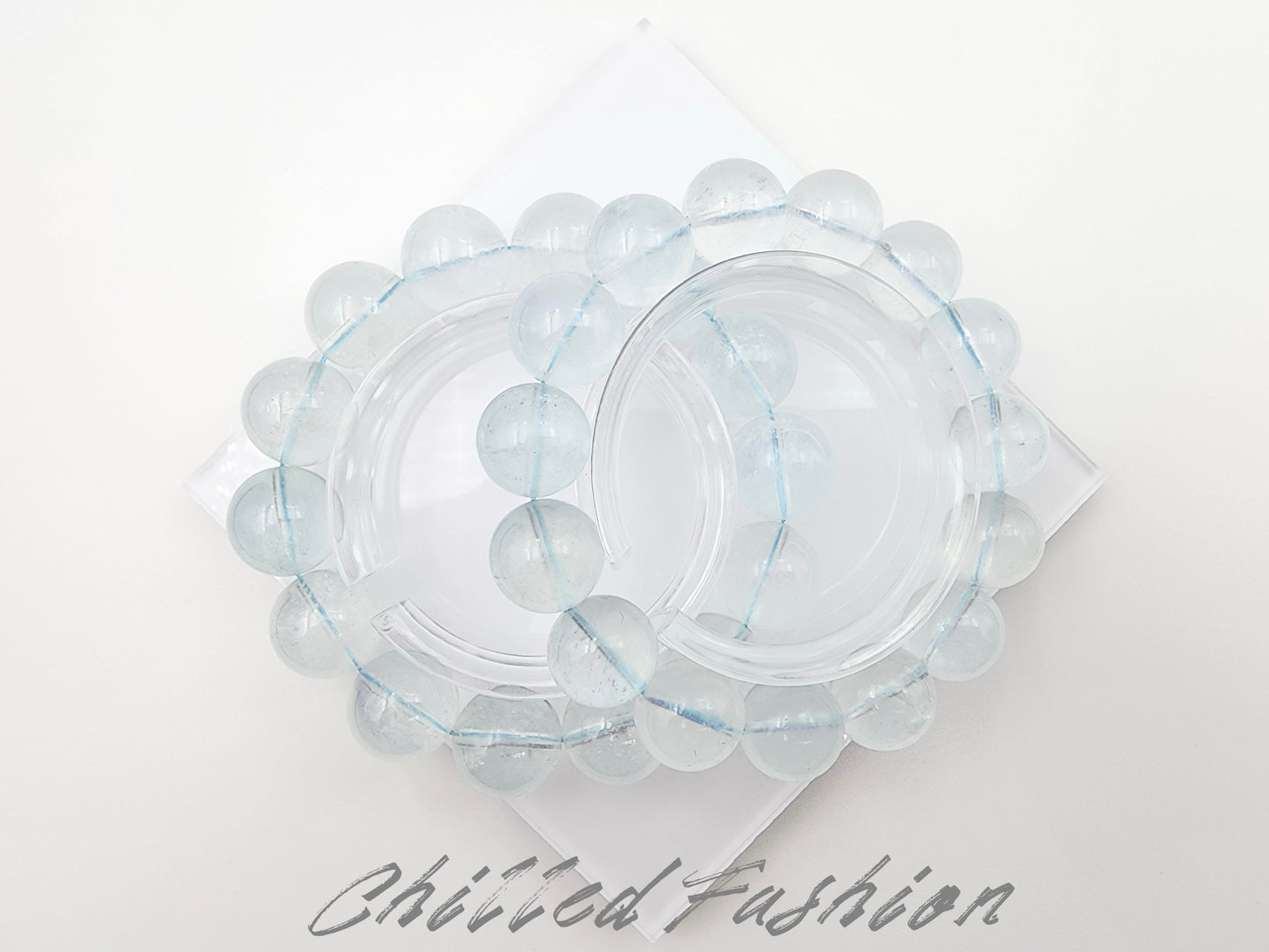 [Bracelet] Handmade Light Blue Aquamarine Crackle 海蓝宝碎碎冰 Bracelet