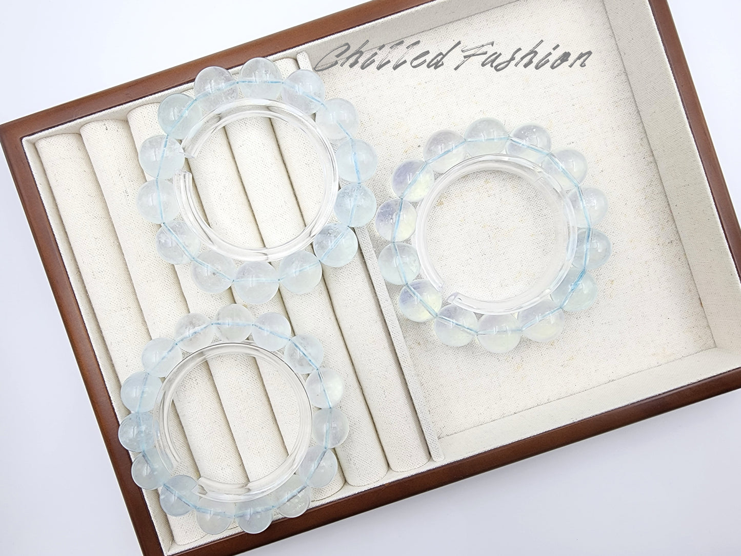 [Bracelet] Handmade Light Blue Aquamarine Crackle 海蓝宝碎碎冰 Bracelet