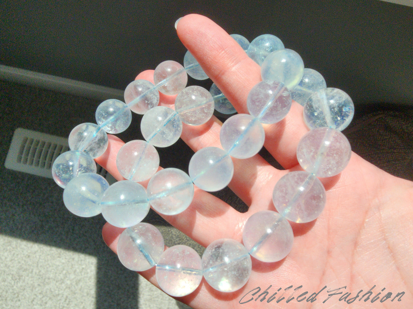 [Bracelet] Handmade Light Blue Aquamarine Crackle 海蓝宝碎碎冰 Bracelet