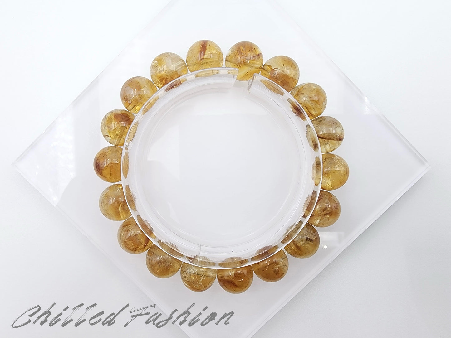[Bracelet] Sun-Kissed Brilliance: 11mm Round Whiskey Yellow Citrine Bead 黄塔晶 Stacking Bracelet