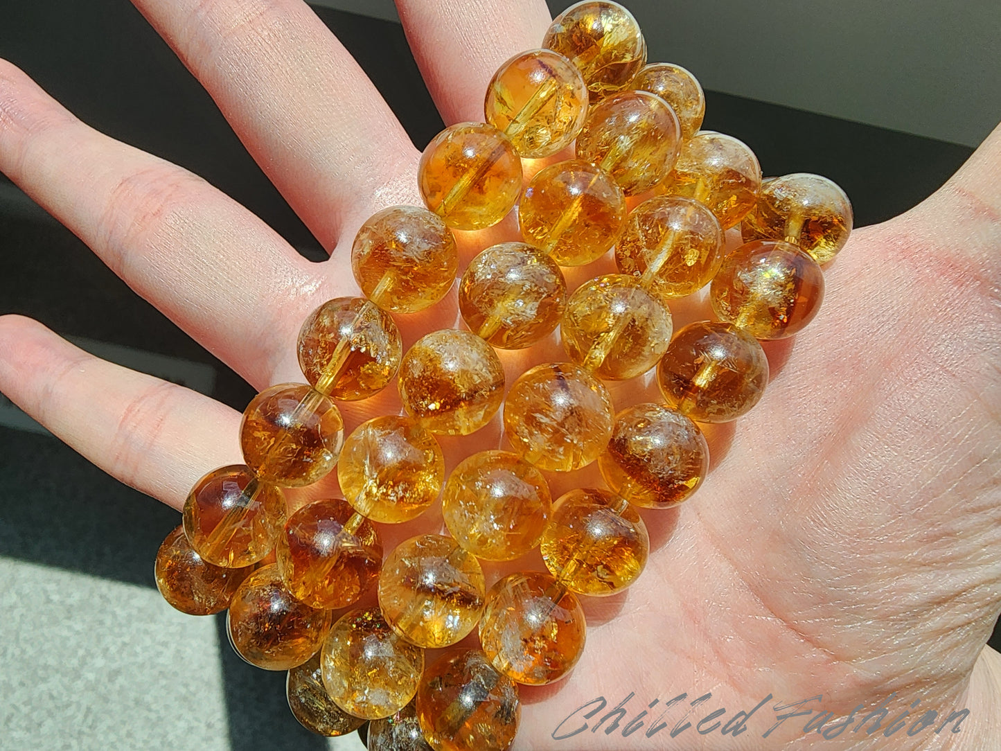 [Bracelet] Sun-Kissed Brilliance: 11mm Round Whiskey Yellow Citrine Bead 黄塔晶 Stacking Bracelet