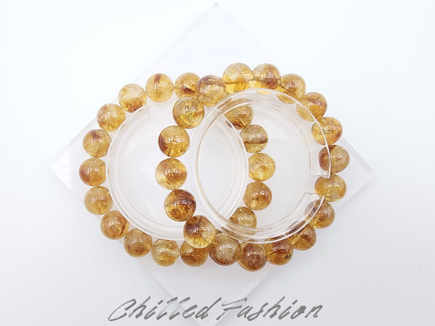 [Bracelet] Sun-Kissed Brilliance: 11mm Round Whiskey Yellow Citrine Bead 黄塔晶 Stacking Bracelet