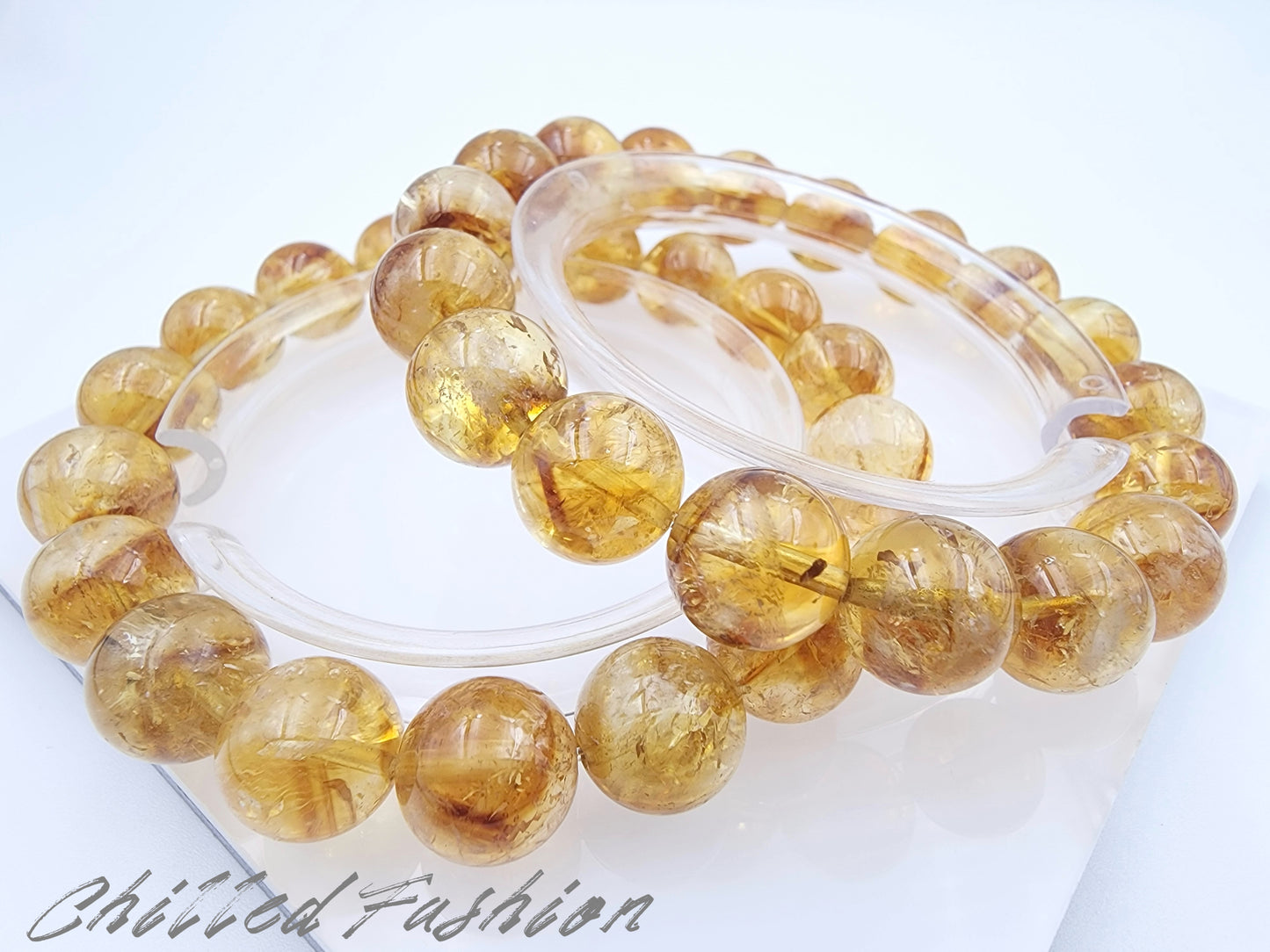 [Bracelet] Sun-Kissed Brilliance: 11mm Round Whiskey Yellow Citrine Bead 黄塔晶 Stacking Bracelet