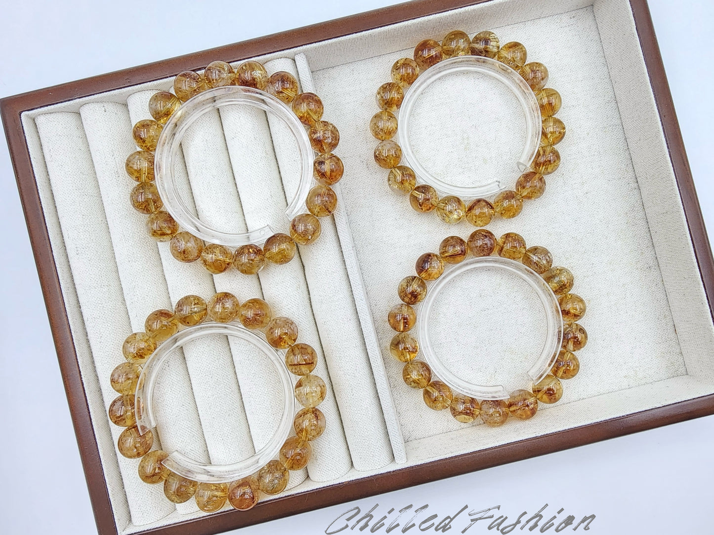 [Bracelet] Sun-Kissed Brilliance: 11mm Round Whiskey Yellow Citrine Bead 黄塔晶 Stacking Bracelet