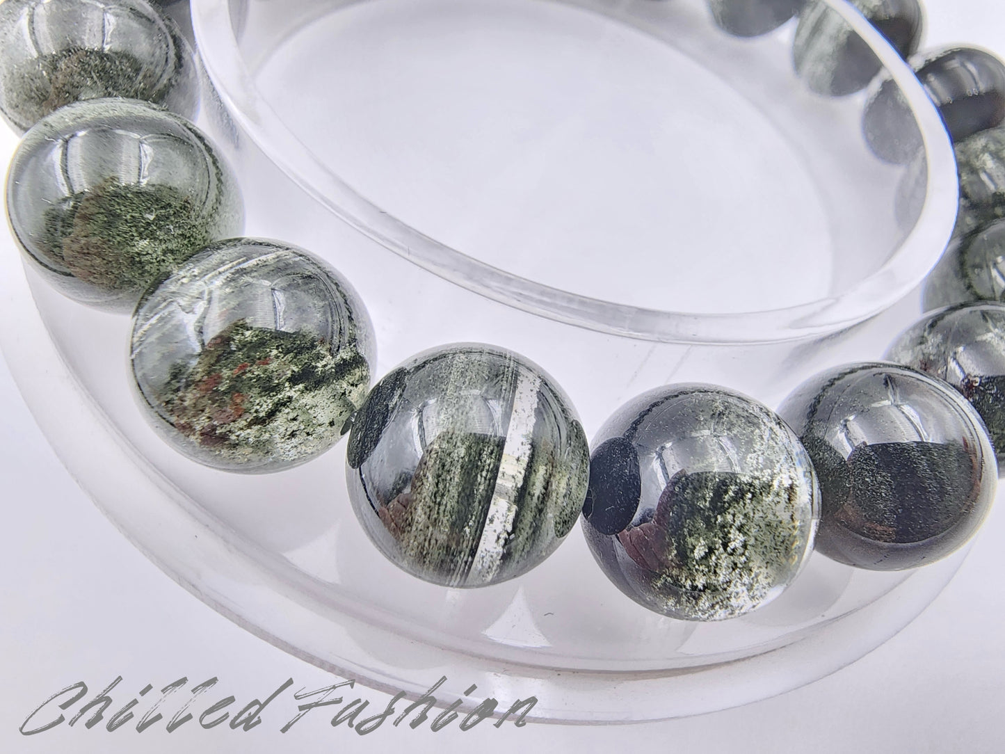 [Bracelet] 11mm Zambian Green Phantom Quartz Bracelet