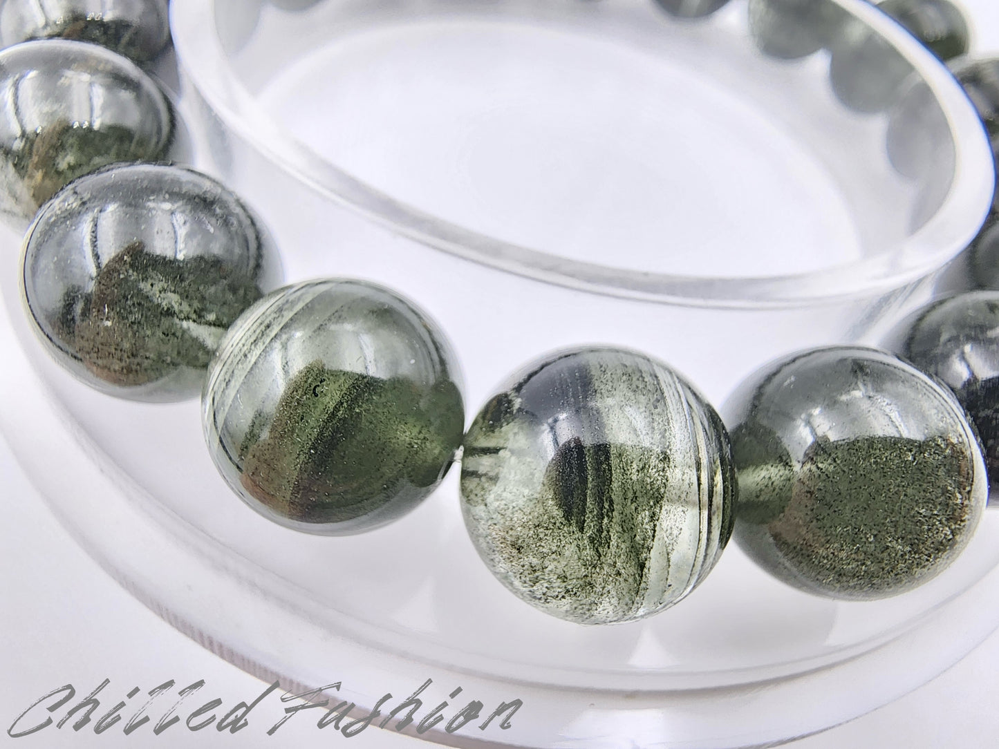 [Bracelet] 11mm Zambian Green Phantom Quartz Bracelet