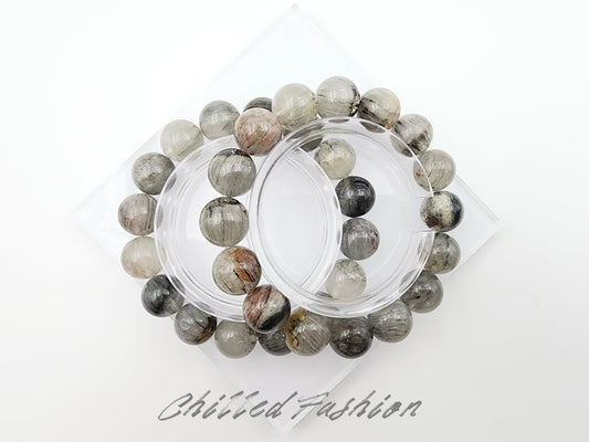 [Bracelet] Natural 13mm Rutilated Phantom Quartz Bracelet