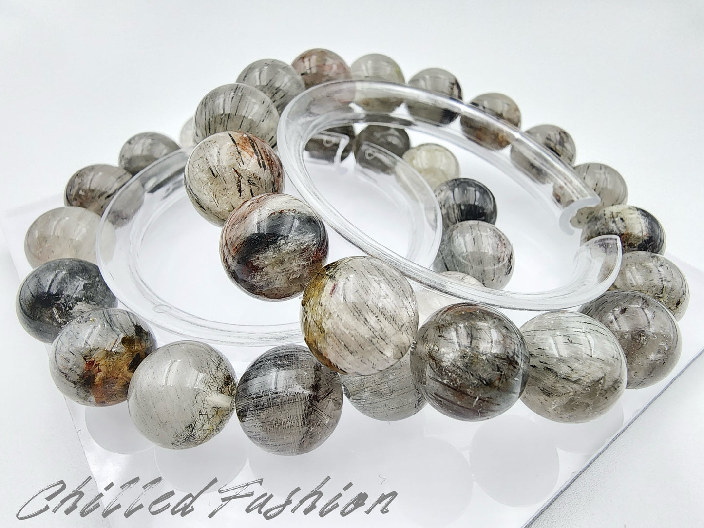 [Bracelet] Natural 13mm Rutilated Phantom Quartz Bracelet