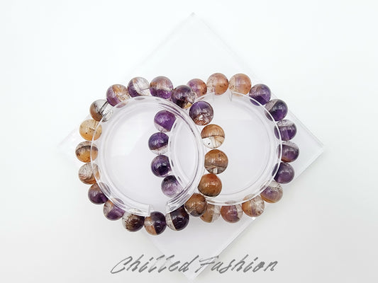 [Bracelet] Auralite-23 Harmony: Round Bead Crystal Bracelet for Spiritual Growth