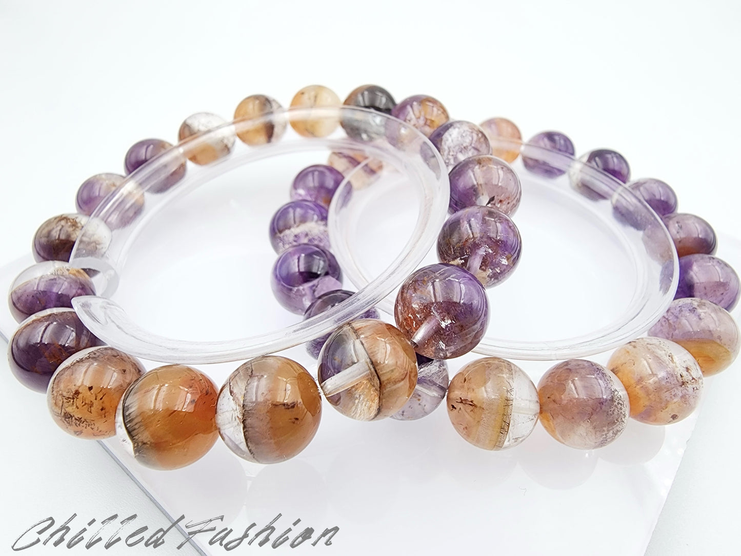 [Bracelet] Auralite-23 Harmony: Round Bead Crystal Bracelet for Spiritual Growth