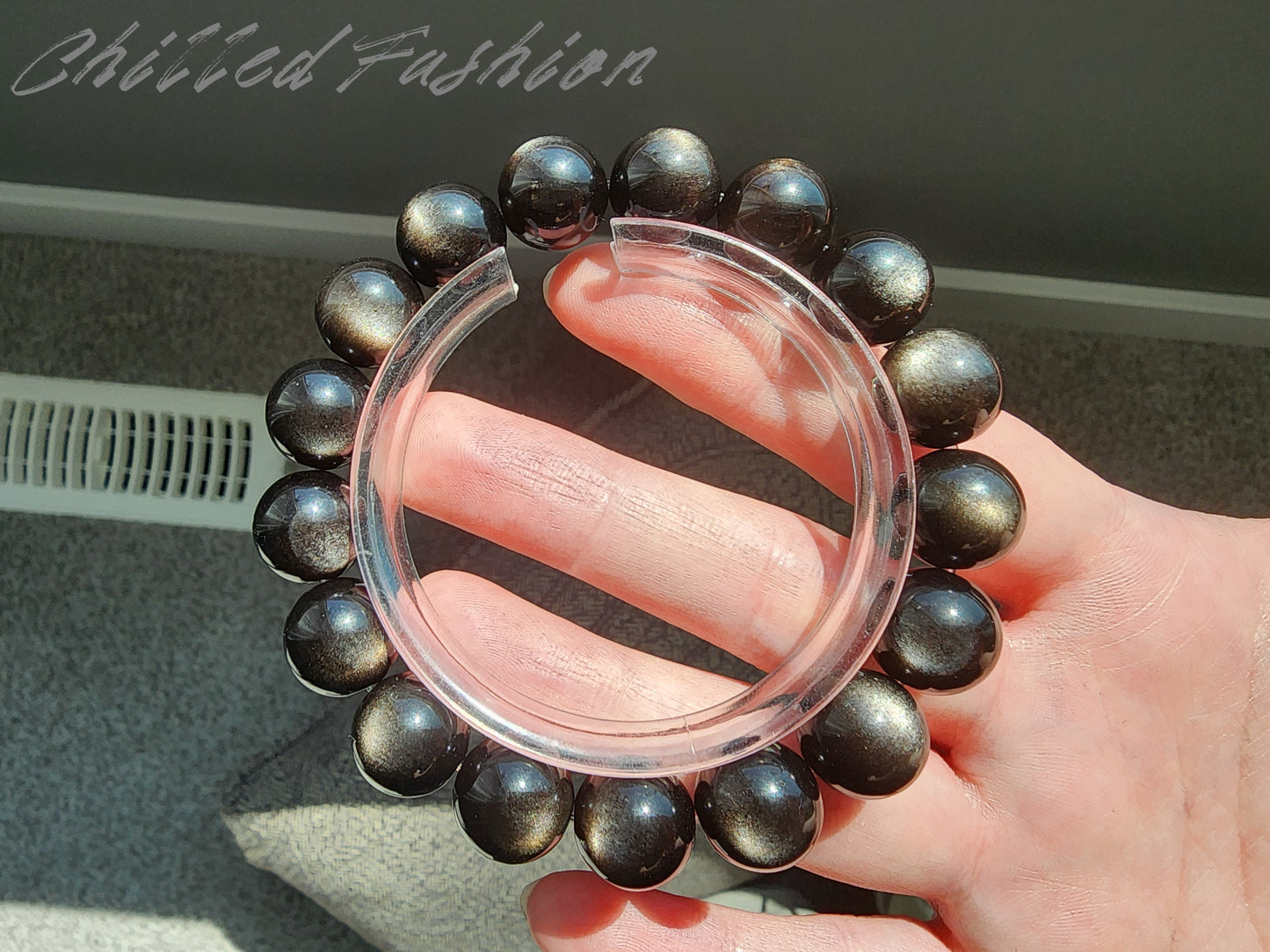 [Bracelet] Unleash Your Inner Strength: 12mm Silver Obsidian 银耀石 Bracelet