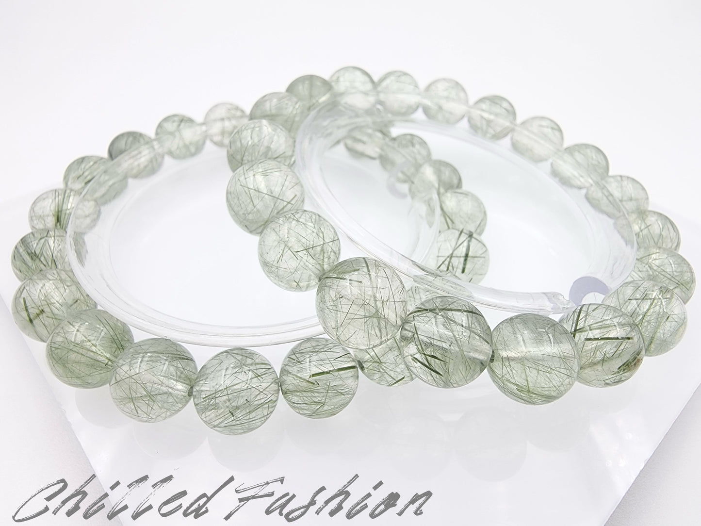 [Bracelet] Natural Green Rutilated Quartz Bracelet