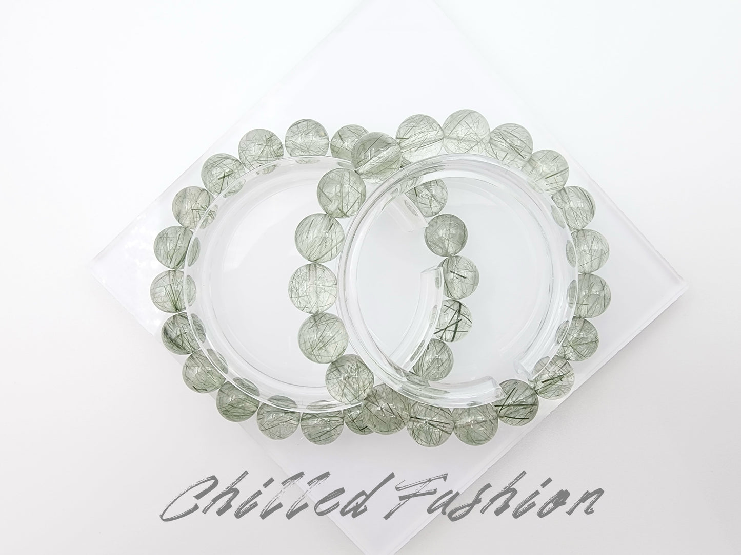 [Bracelet] Natural Green Rutilated Quartz Bracelet