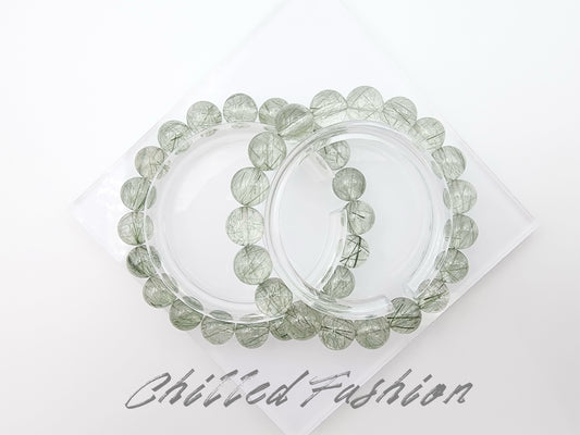 [Bracelet] Natural Green Rutilated Quartz Bracelet