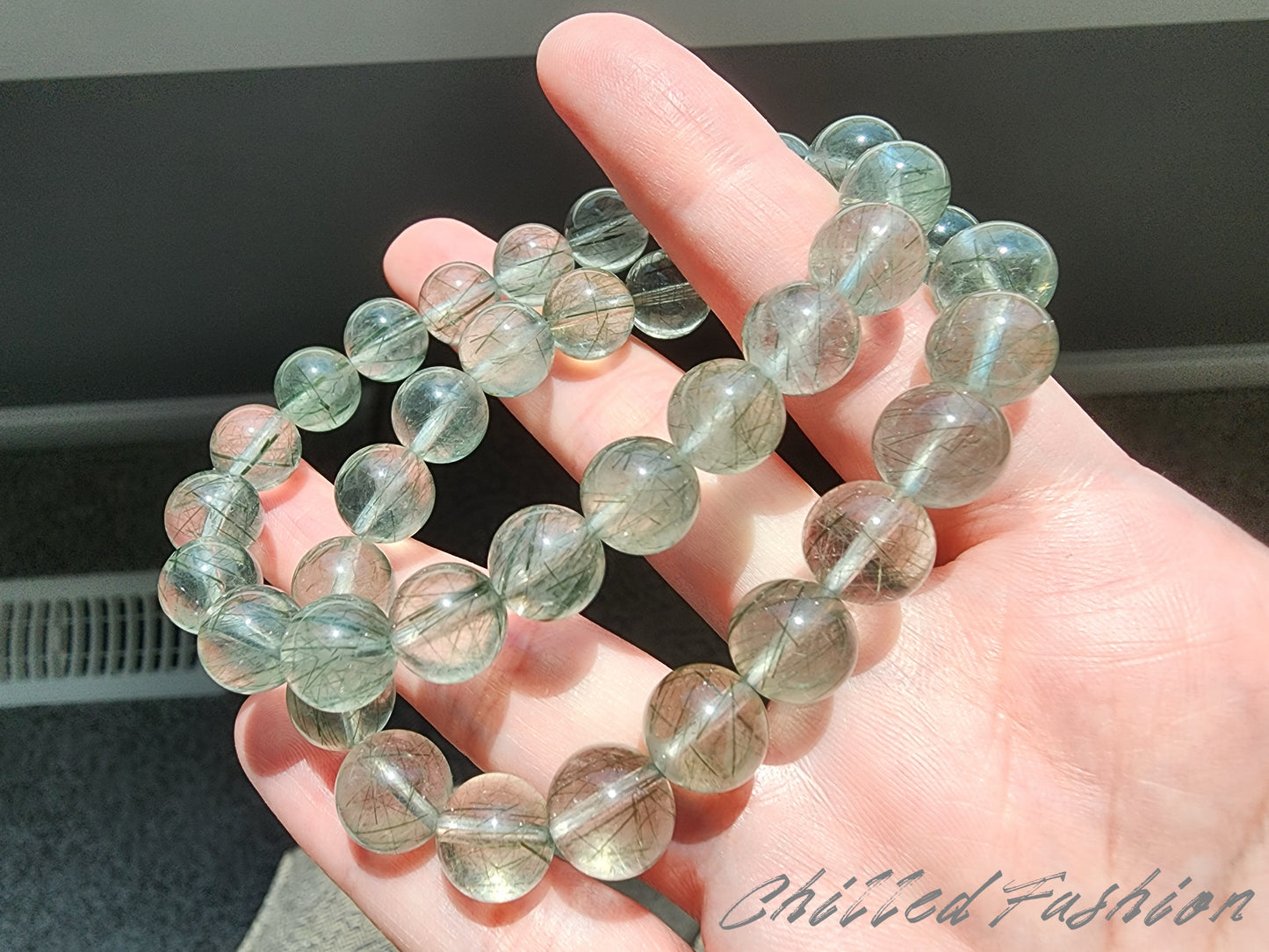 [Bracelet] Natural Green Rutilated Quartz Bracelet