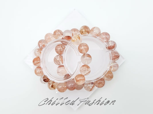 [Bracelet] Grounding Energy: Coral Hematoid Quartz 橘粉胶花 Gemstone Bracelet