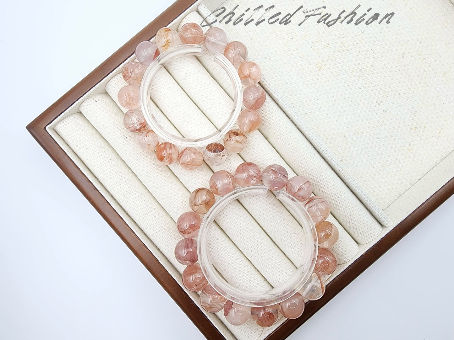 [Bracelet] Grounding Energy: Coral Hematoid Quartz 橘粉胶花 Gemstone Bracelet