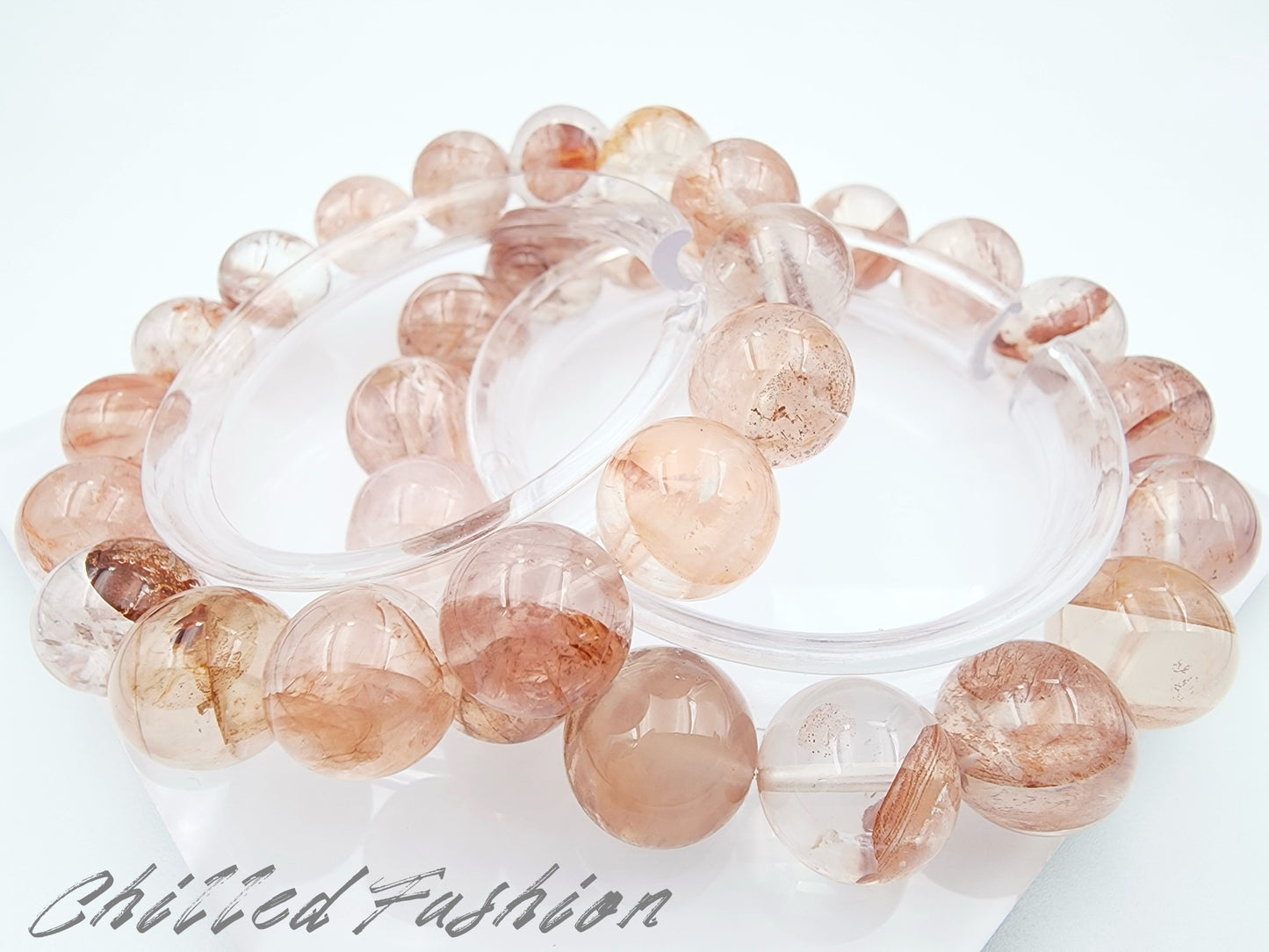 [Bracelet] Grounding Energy: Coral Hematoid Quartz 橘粉胶花 Gemstone Bracelet