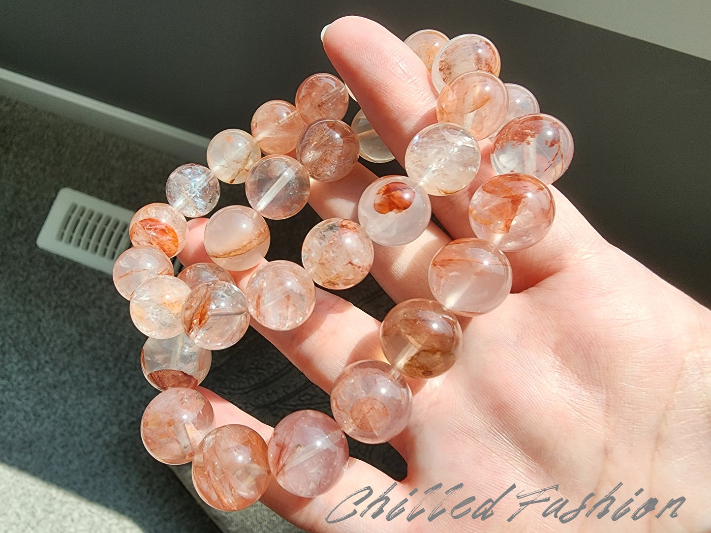 [Bracelet] Grounding Energy: Coral Hematoid Quartz 橘粉胶花 Gemstone Bracelet