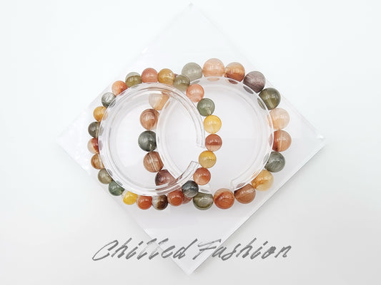 [Bracelet] Radiant Phoenix: Colorful Rabbit Hair Quartz 兔毛 Bracelet - A Vibrant Elegance for Your Wrist