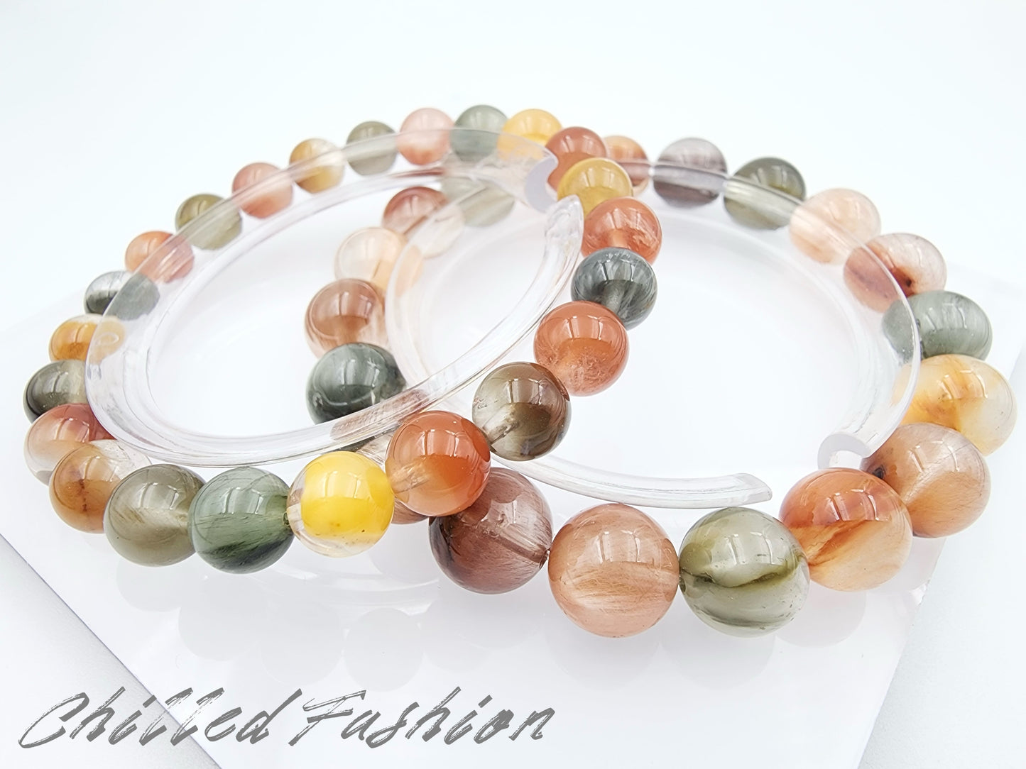 [Bracelet] Radiant Phoenix: Colorful Rabbit Hair Quartz 兔毛 Bracelet - A Vibrant Elegance for Your Wrist
