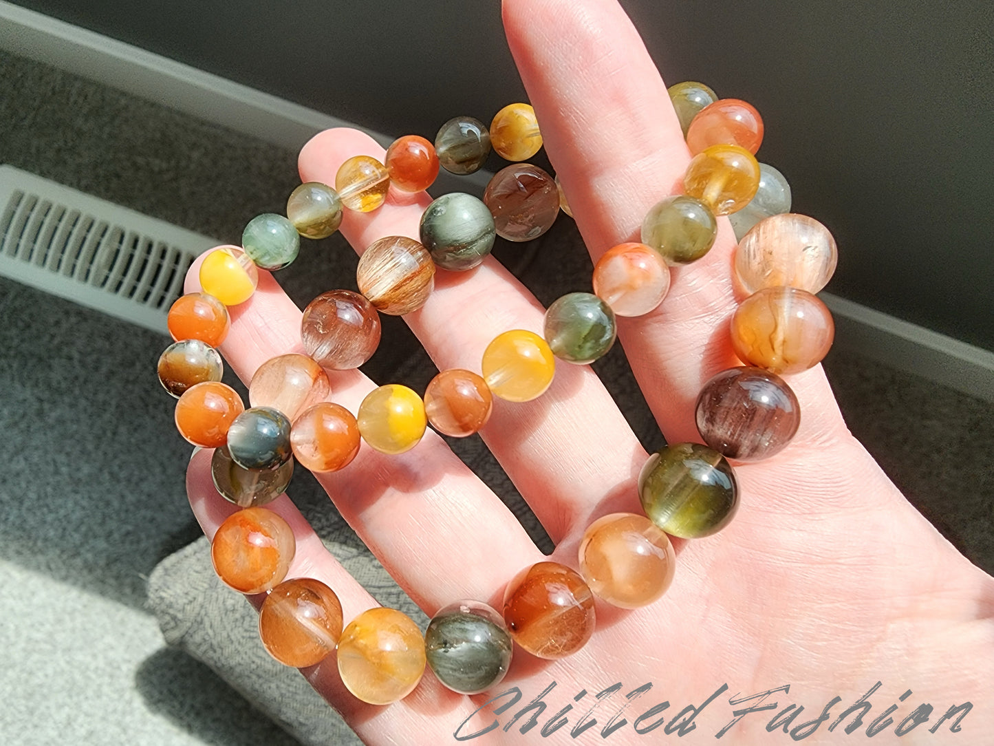 [Bracelet] Radiant Phoenix: Colorful Rabbit Hair Quartz 兔毛 Bracelet - A Vibrant Elegance for Your Wrist