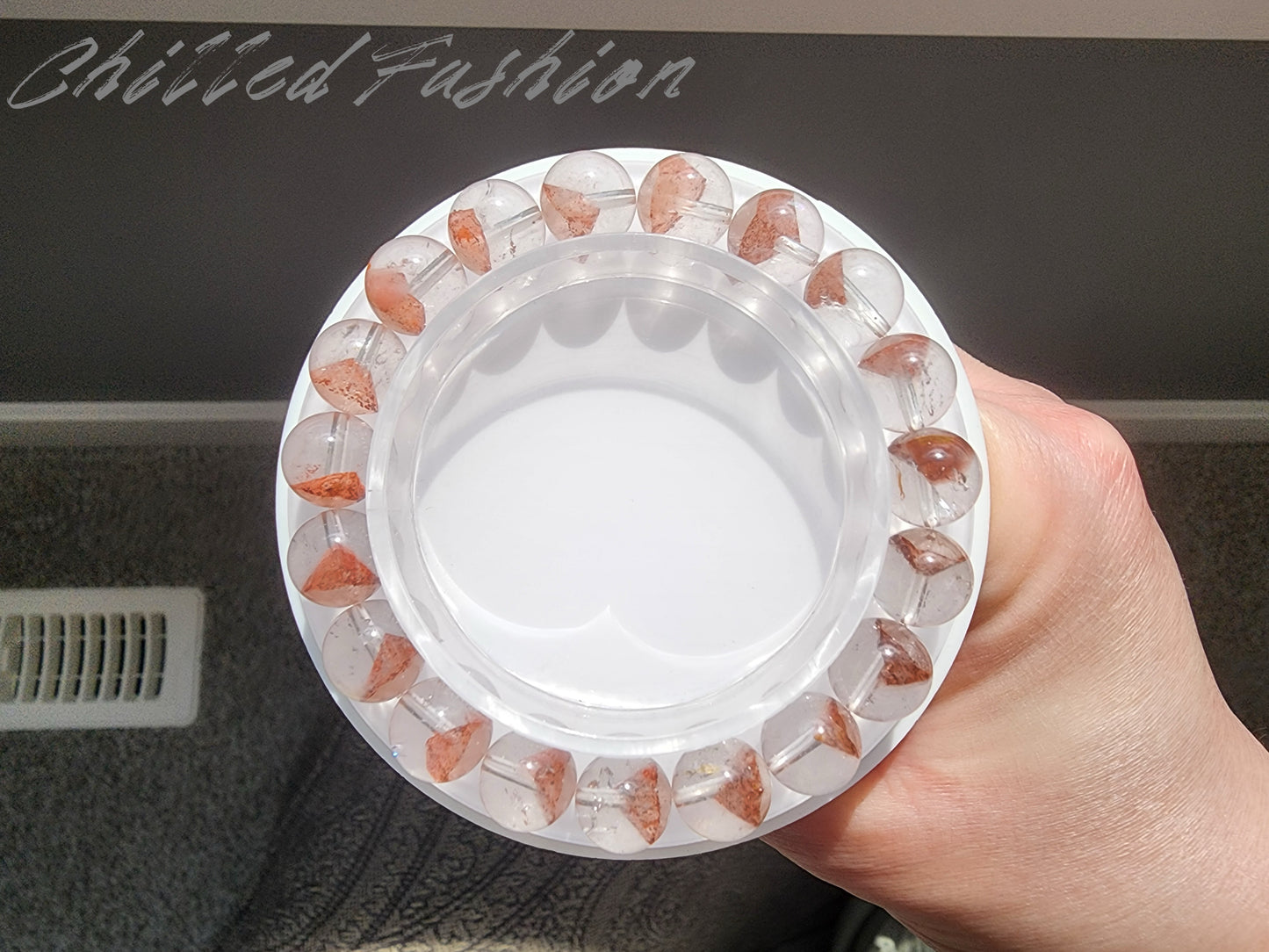 [Bracelet] 10mm Red Phantom Quartz Bracelet with Pyramid Inclusions